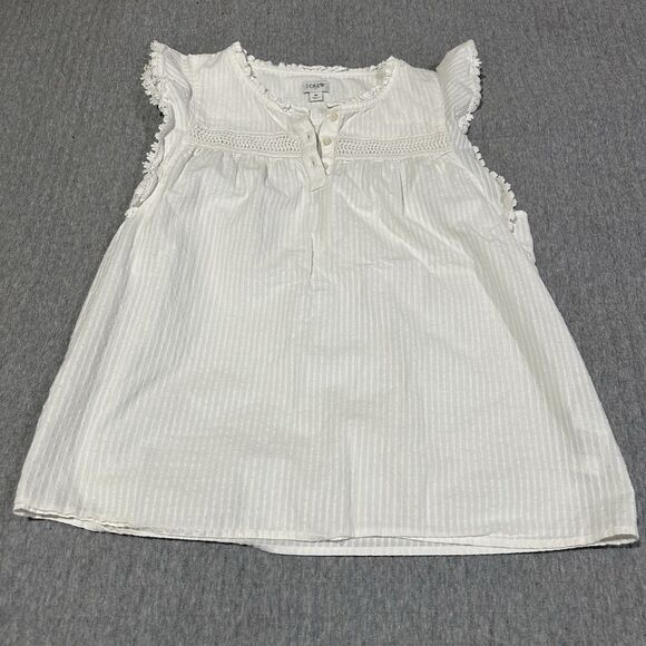 J. Crew Tops - J.CREW 100% Cotton White Ruffle Sleeve Striped, Polka Dot Top Women’s M